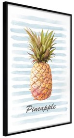 Poster  Pineapple on Striped Background  Cornice Quadri Cornice nera, Larghezza x Altezza Home decor 20x30