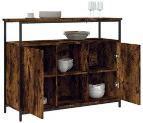 Credenza rovere fumo 100x35x80 cm in legno multistrato