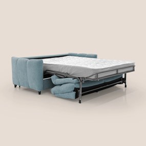 Peonia divano letto scandinavo con materasso H18 cm e morbido e alto schienale in tessuto Bouclé impermeabile T07 carta da zucchero