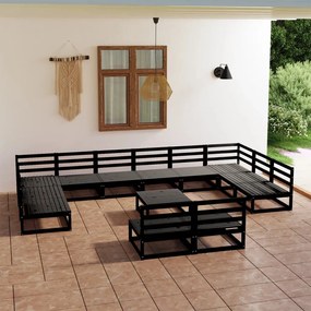 Set divani da giardino 13 pz in legno massello di pino