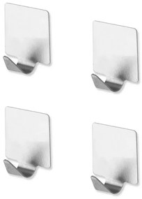 Set appendini adesivi quadrati in acciaio satinato 4 pezzi