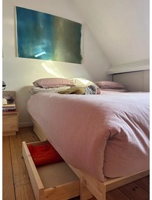 Letto matrimoniale in legno di pino con contenitore e griglia in colore naturale 160x200 cm Kanso - Karup Design