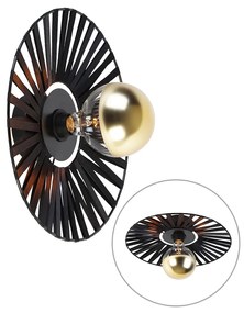 Lampada da parete nera 40 cm con specchio superiore G125 oro dimmerabile - Leia