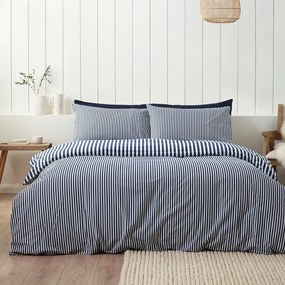 Set copripiumino e federa blu scuro in flanella per letto matrimoniale e per letto esteso 230x220 cm Stripe – Catherine Lansfield