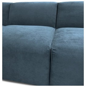 Divano angolare componibile blu (con penisola a destra) con rivestimento in velluto a coste Sting – Scandic