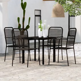 Set mobili da pranzo per giardino 5 pz nero