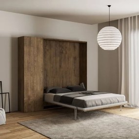 Letto francese a scomparsa 140 cm con colonna Noce KENTARO