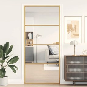 Porta Interni Sottile Oro 93x201,5cm Vetro Temperato Alluminio /