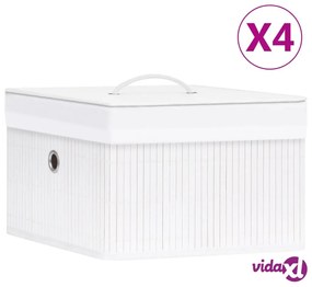vidaXL Scatole Portaoggetti 4 pz in Bambù Bianche
