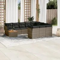 Set Divani da Giardino 11 pz con Cuscini in Polyrattan Grigio 3223848