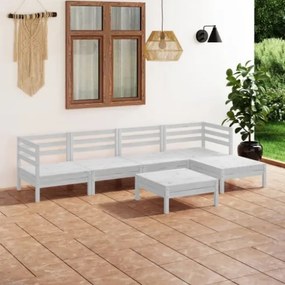 Set Divani da Giardino 6 pz in Legno Massello di Pino Bianco