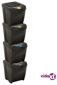 vidaXL Cestini per Rifiuti Impilabili 4 pz Antracite 100 L