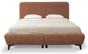 Letto matrimoniale imbottito color terracotta con contenitore con rete inclusa 140x200 cm Makapu – Makamii