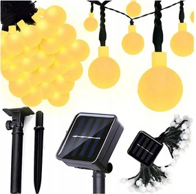 Catena decorativa solare a LED, 50 LED / 8 funzioni, 500 mAh, 9,5 m, IP67, bianco caldo