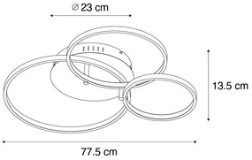 Plafoniera intelligente nera 3 luci con telecomando - Rondas