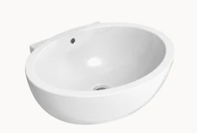 Flaminia Dip Lavabo cm 62 da appoggio o sospeso con troppo pieno senza piano rubinetteria in ceramica bianco