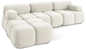 Divano angolare componibile bianco con rivestimento in velluto Lokua – Makamii