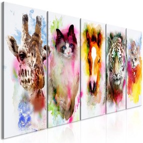 Quadro Watercolour Animals (5 Parts) Narrow  Colore colorful, Dimensioni e Misure 225x90