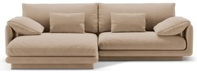 Divano angolare beige (con penisola a sinistra/con chaise lounge) con rivestimento in velluto Torino – Micadoni