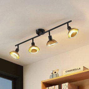 Lindby fatto da soffitto Erin, nero/oro, a 4 luci, vetro