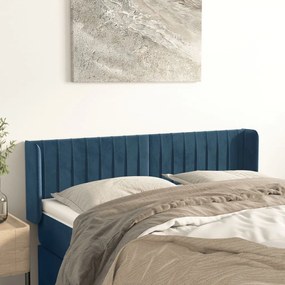 Testiera Ad Orecchio Blu Scuro 147x16x78/88 Cm İn Velluto /