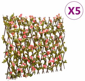 Traliccio Edera Artificiale Espandibile 5pz Rosa Scuro 180x60cm /