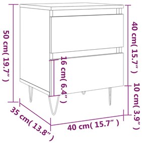 Comodini 2pz Rovere Marrone 40x35x50 cm in Legno Multistrato