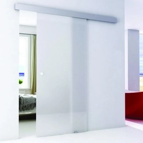 Porta scorrevole Cristal Satin in cristallo, L 86 x H 215 cm, con binario Alu/vetro