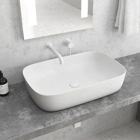 New Line Quadro Lavabo 60x39 Da Appoggio Rettangolare In Porcellana Bianco Opaco