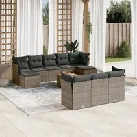 Set Divani da Giardino 11 pz con Cuscini in Polyrattan Grigio 3223883