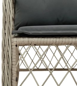 Set da pranzo da giardino 7 pz cuscini polyrattan grigio chiaro