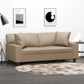 Divano A 2 Posti Con Cuscini Cappuccino 140 Cm İn Similpelle /