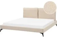 Letto imbottito moderno in boucl beige 180 x 200 cm con rete a doghe