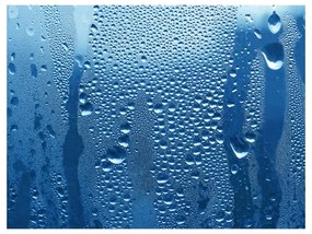 Fotomurale Gocce d'acqua su un vetro azzurro