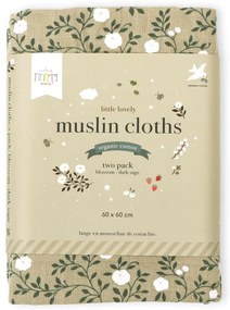 A Little Lovely Company - panni in mussola, blossom - dark sage - 2 pezzi