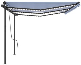 Tenda Automatica con Sensore Vento e LED 6x3,5 m Blu Bianca