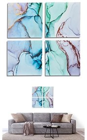 Set di 4 quadri Tela Marmo Azzurro 35 x 7 x 35 cm (6 Unità)