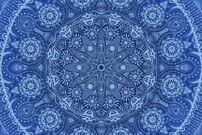 Quadro su tela – Mandala ornamentale con pizzo in blu