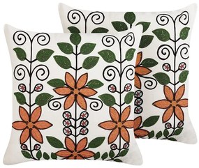 Set di 2 cuscini decorativi cotone ricamato multicolore 50 x 50 cm VELLORE Beliani
