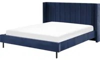 Letto matrimoniale con doghe 180 x 200 cm velluto di colore blu marino stile glam moderno