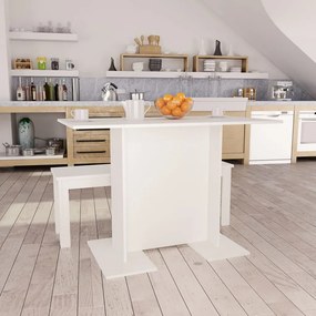 Tavolo Da Pranzo Bianco 110x60x75 Cm İn Legno Multistrato /