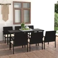 Set da Pranzo da Giardino 7 pz in Polyrattan Nero 3065709