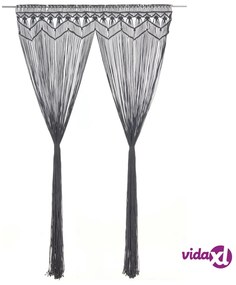 vidaXL Tenda Macramè Antracite 140x240 cm in Cotone