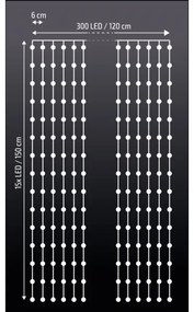 Brilagi - Tenda di Natale LED 300xLED/8 funzioni/3xAA/USB 1,2m bianco freddo