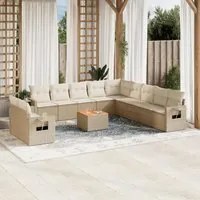 Set Divani da Giardino 12 pz con Cuscini Beige in Polyrattan 3224644