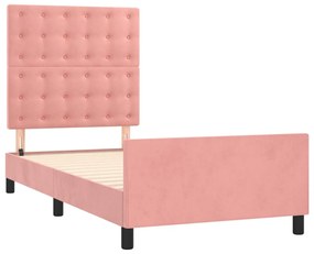 Giroletto con testiera rosa 90x200 cm in velluto