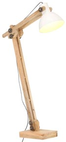 Lampada Da Pavimento Bianca İn Legno Massello Di Mango E27 /