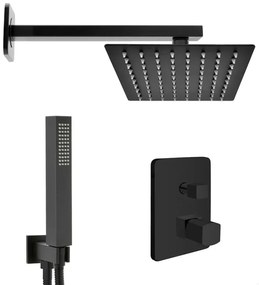 Kit doccia incasso con soffione 30x20 e set completo nero opaco Lotus