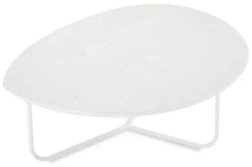 Tavolino sagomato con piano in legno Bianco Frassino e base in metallo OYA
