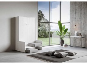 Letto stile francese a scomparsa 140 cm verticale Bianco Frassino KENTARO SOFŔ